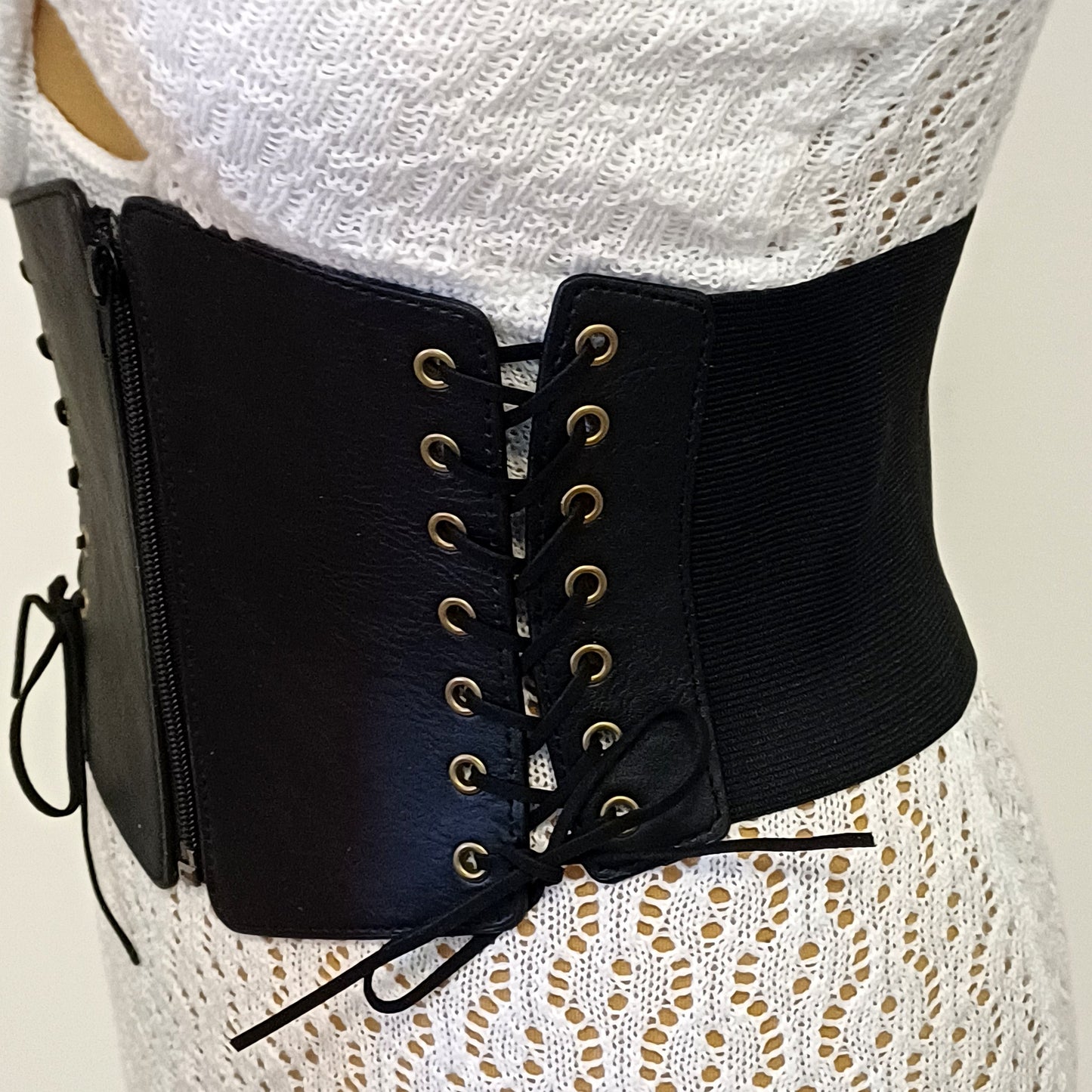 Corsetto Cintura in Ecopelle Nera Gotico