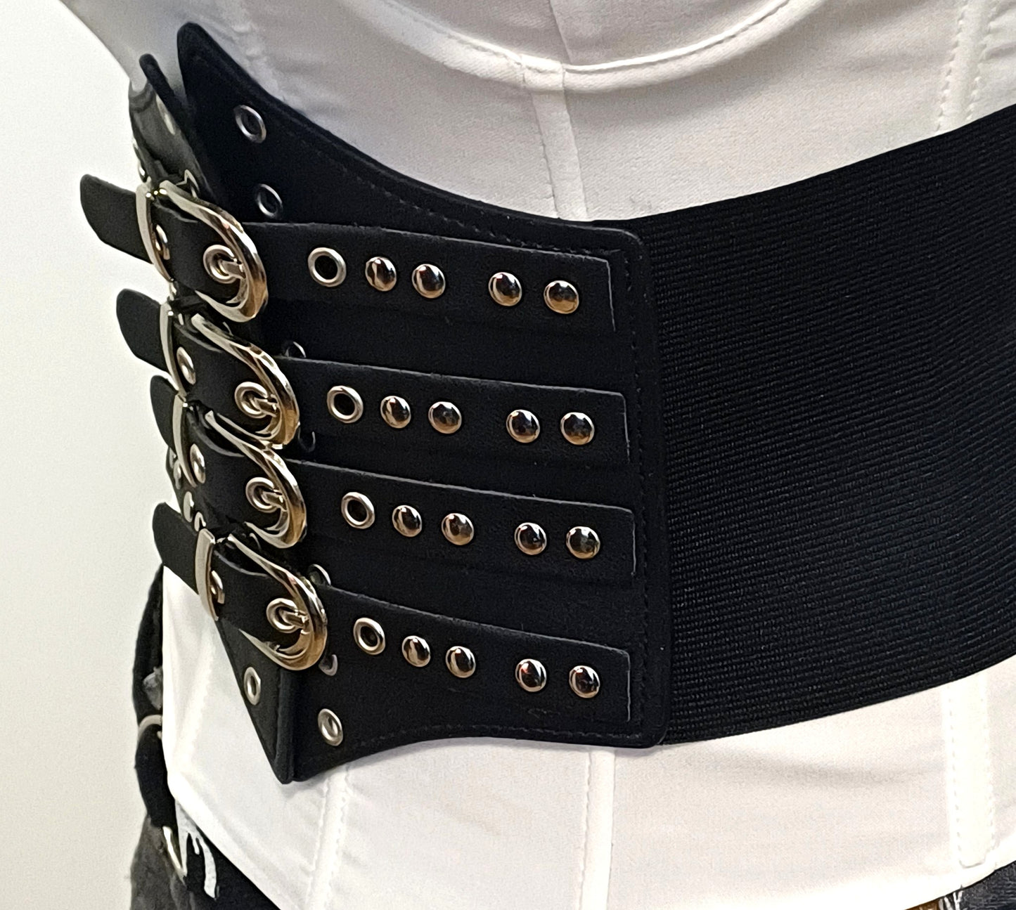 Corsetto Underbust Nero con Fibbie  - Gotico