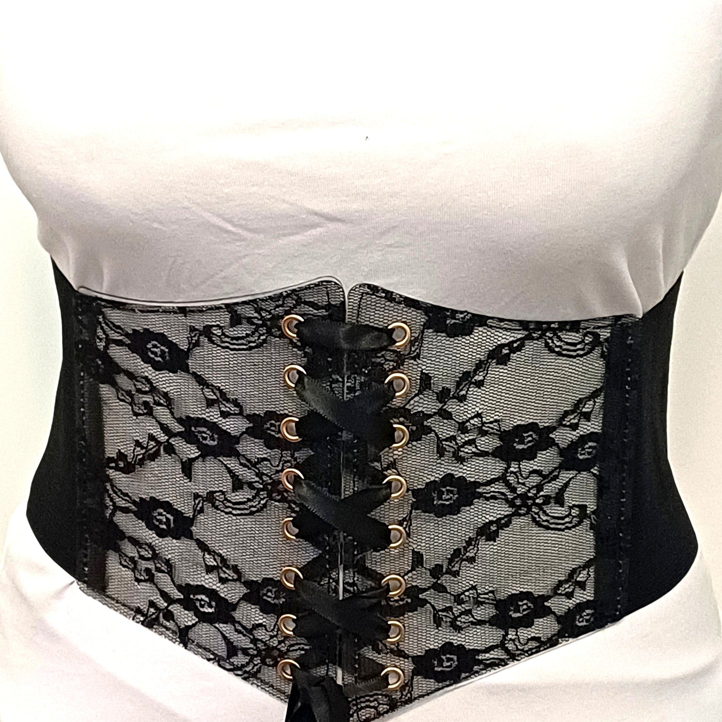 Bustier Bordeaux con Pizzo Nero e Lacci – Top Gotico
