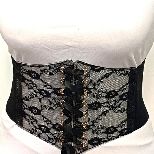 Bustier Bordeaux con Pizzo Nero e Lacci – Top Gotico