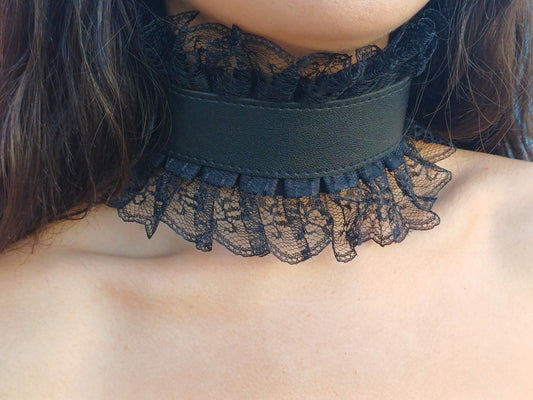 Choker Pizzo e Ecopelle