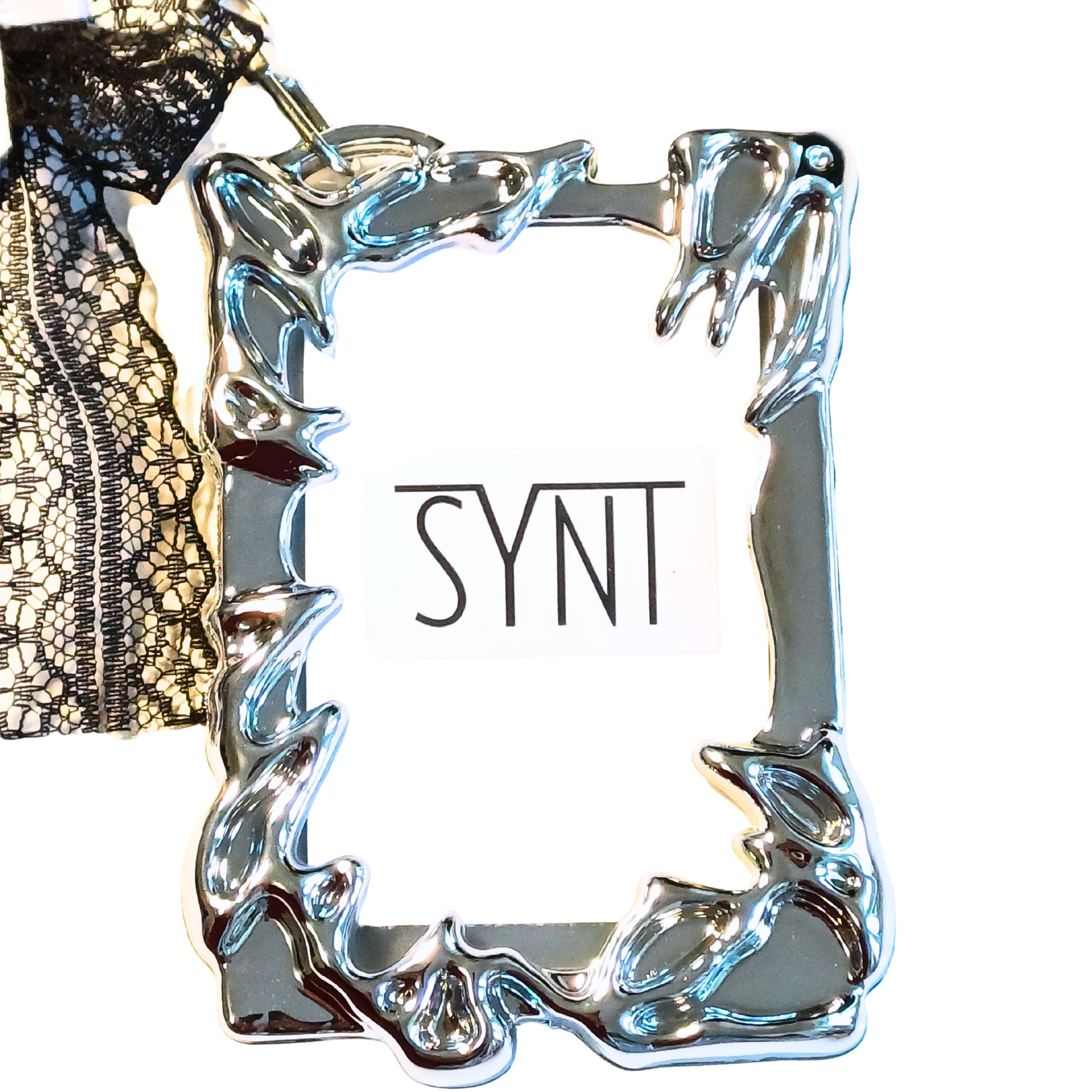 Photocard holder metallizzato effetto specchio cornice con fiocco in pizzo decorativo