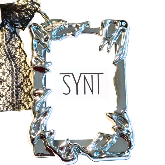 Photocard holder metallizzato effetto specchio cornice con fiocco in pizzo decorativo