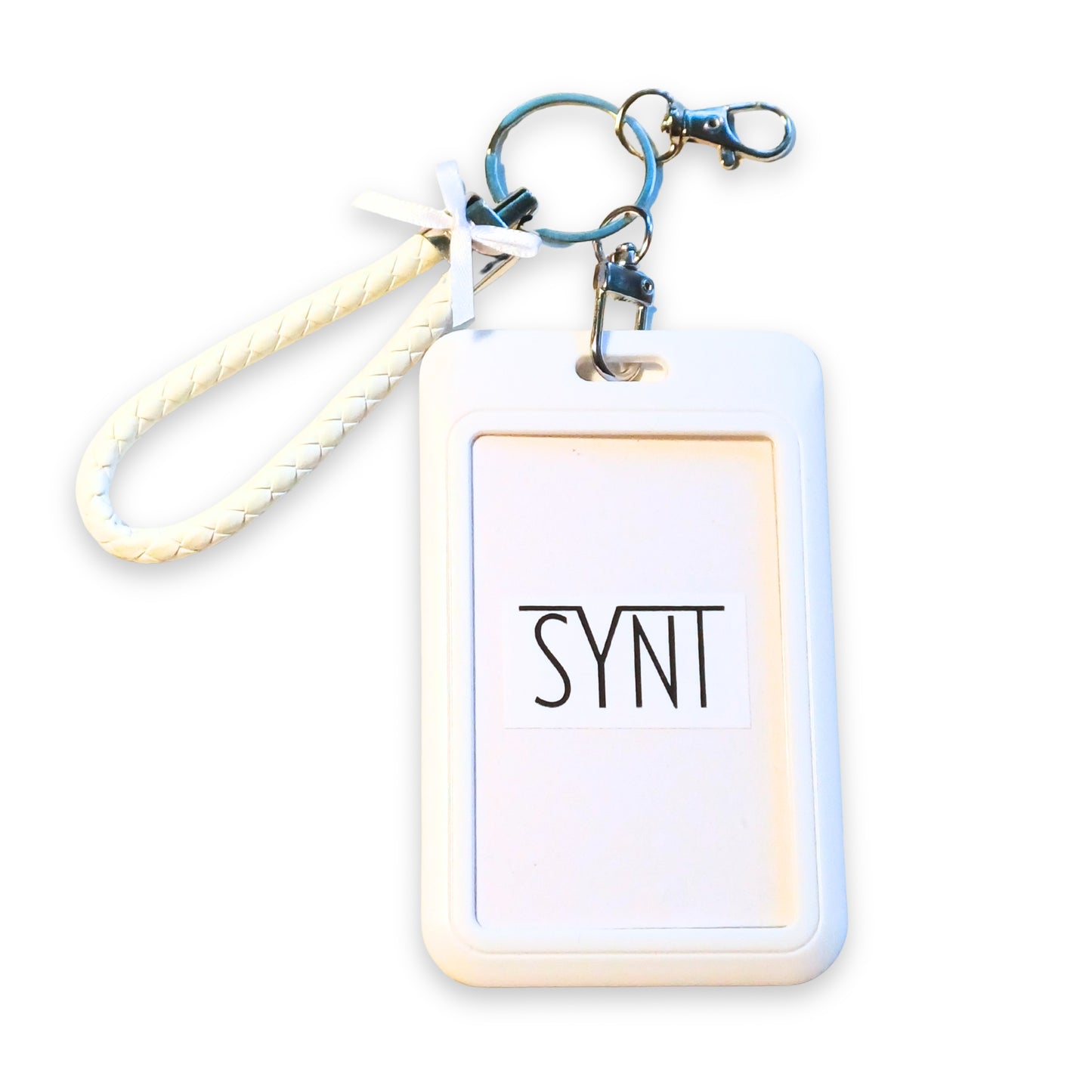photocard holder bianco con portachiavi